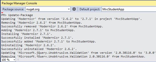 Updating Package in Package Manager Console